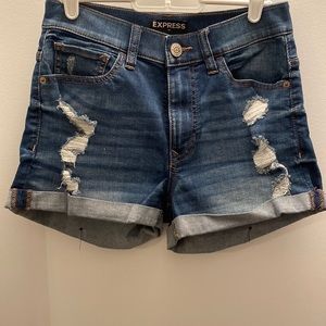 Express women’s high rise distressed jean shorts